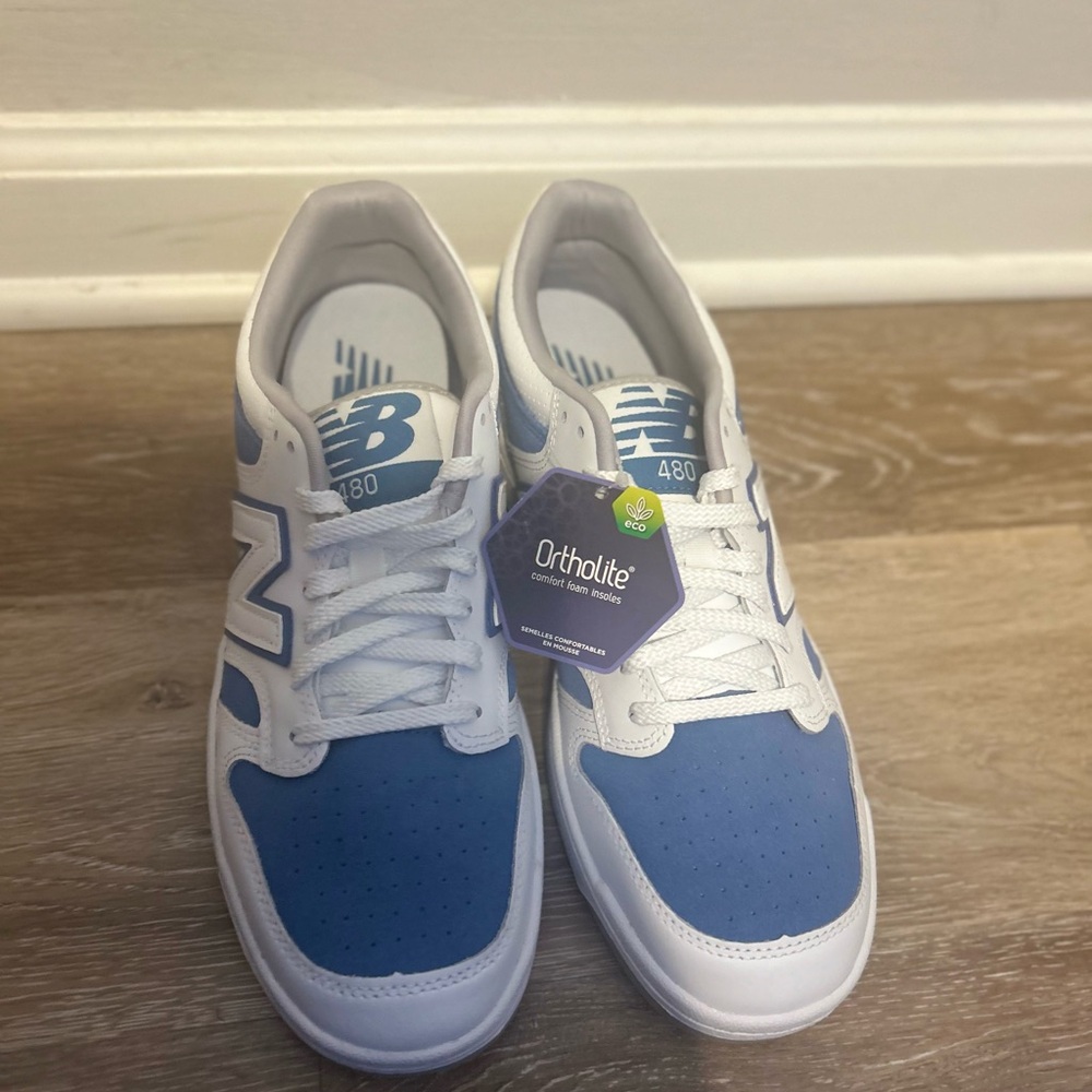 New Balance Men's 480 V1 Sneaker, White/Royal Blue, 9 M New Balance New - Picture 2 of 11